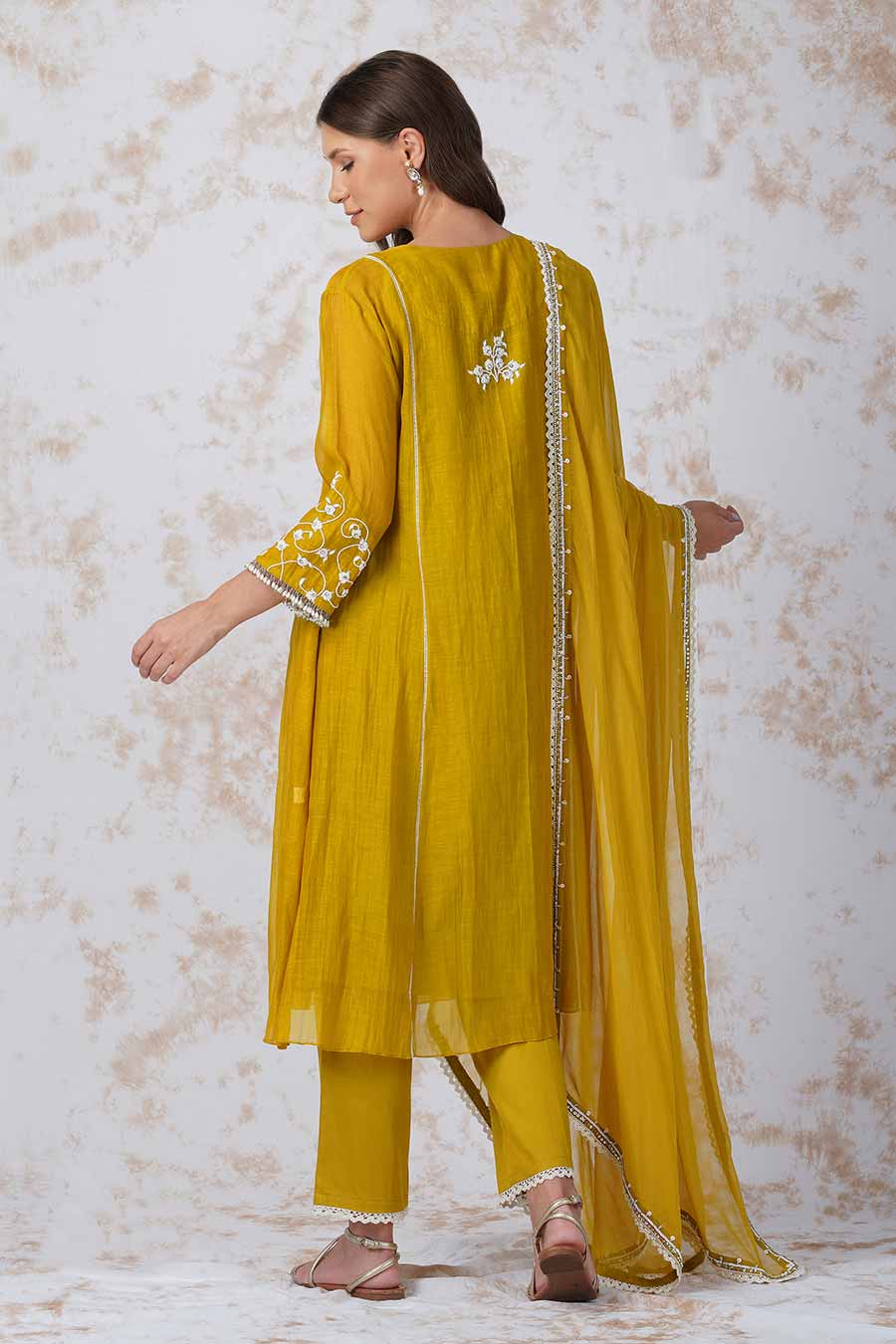 Baroque Flower Mustard Kurta Set