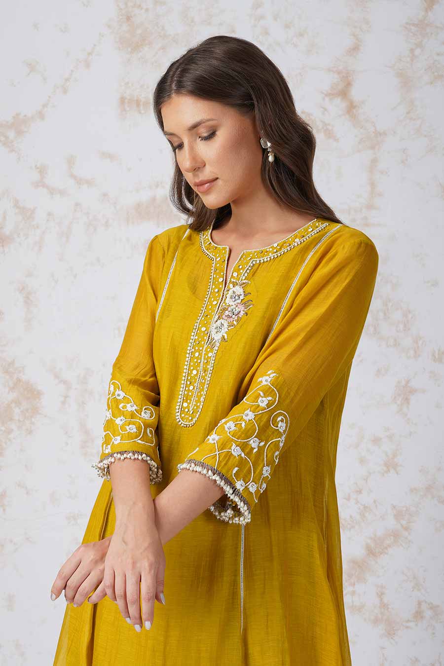 Baroque Flower Mustard Kurta Set