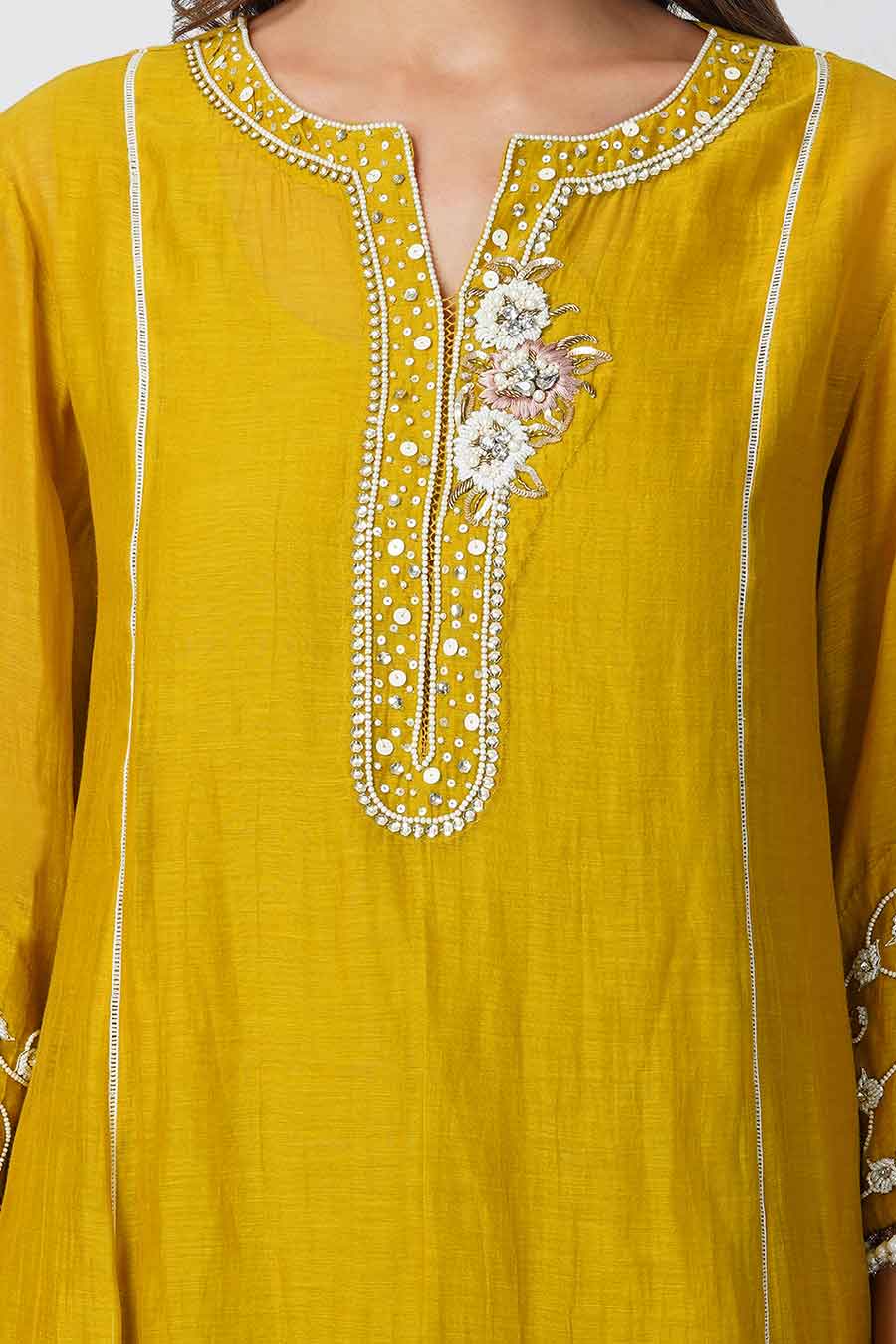 Baroque Flower Mustard Kurta Set