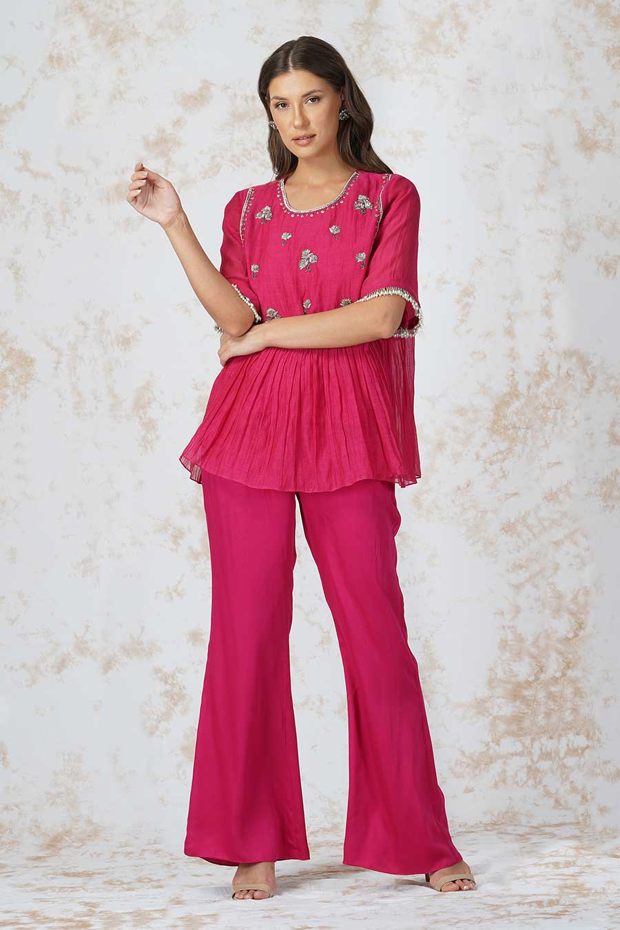 Antique Work Rani Pink Top & Pants Set