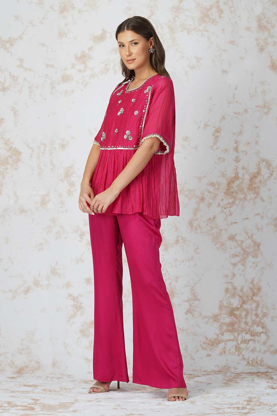 Antique Work Rani Pink Top & Pants Set