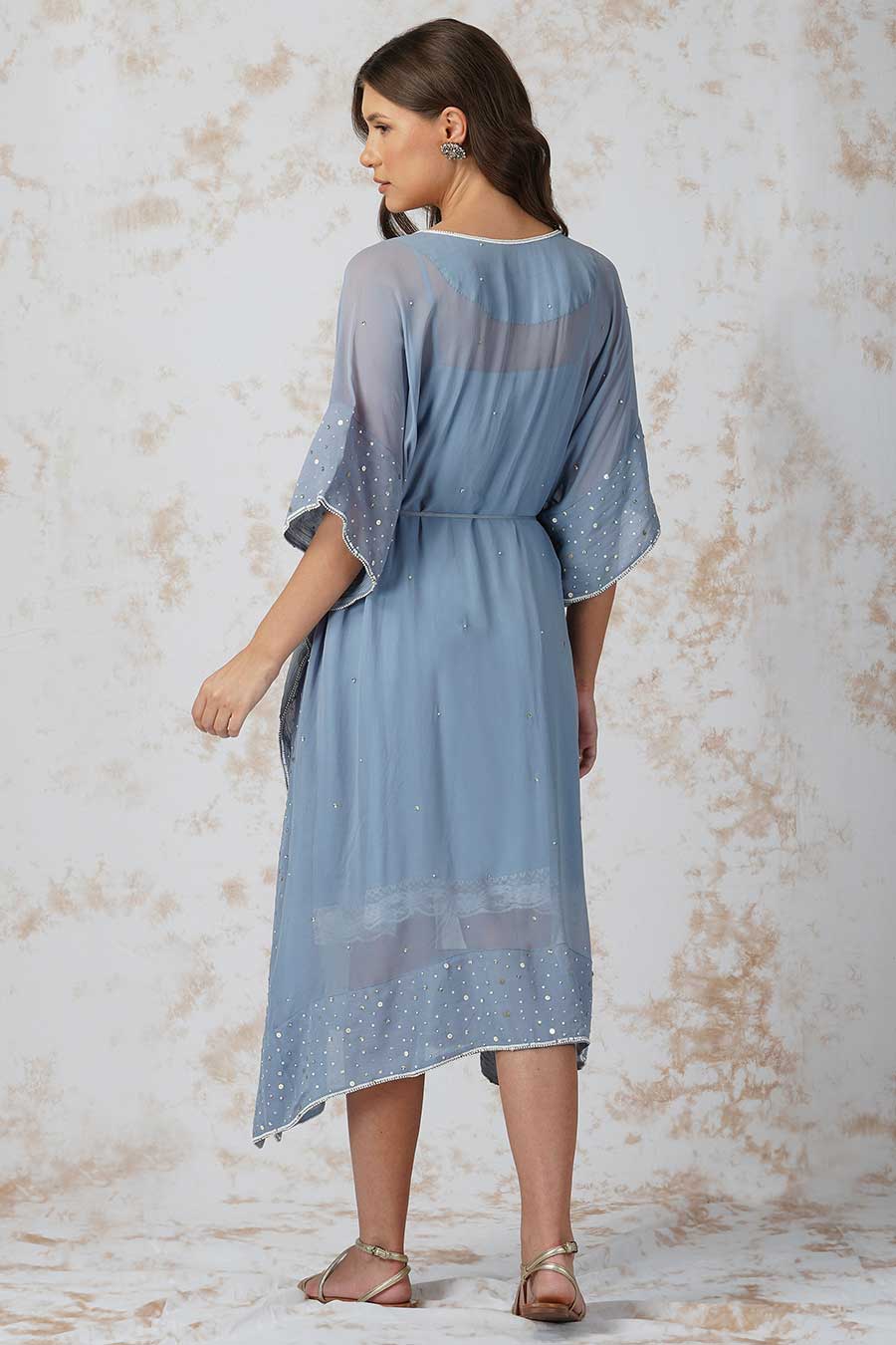 Baroque Work Pigeon Blue Kaftan