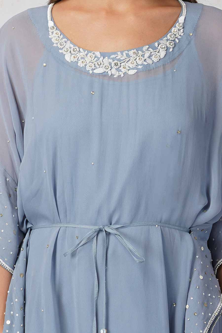 Baroque Work Pigeon Blue Kaftan