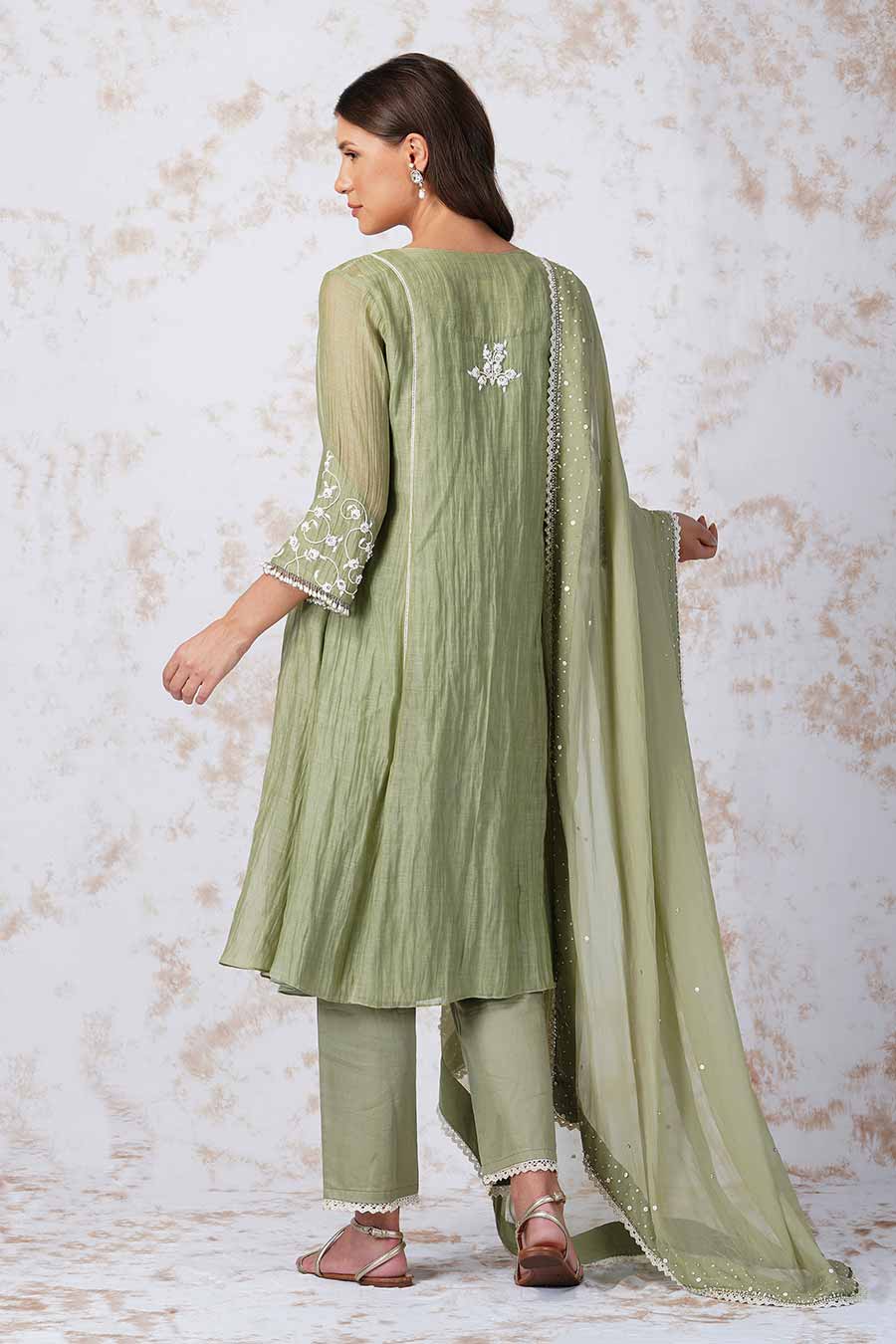 Baroque Flower Green Kurta Set