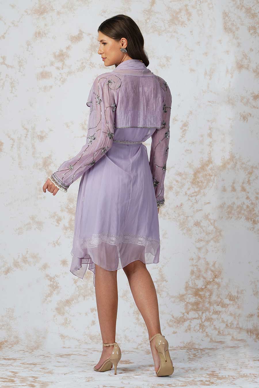 Antique Work Lavender Trench Dress