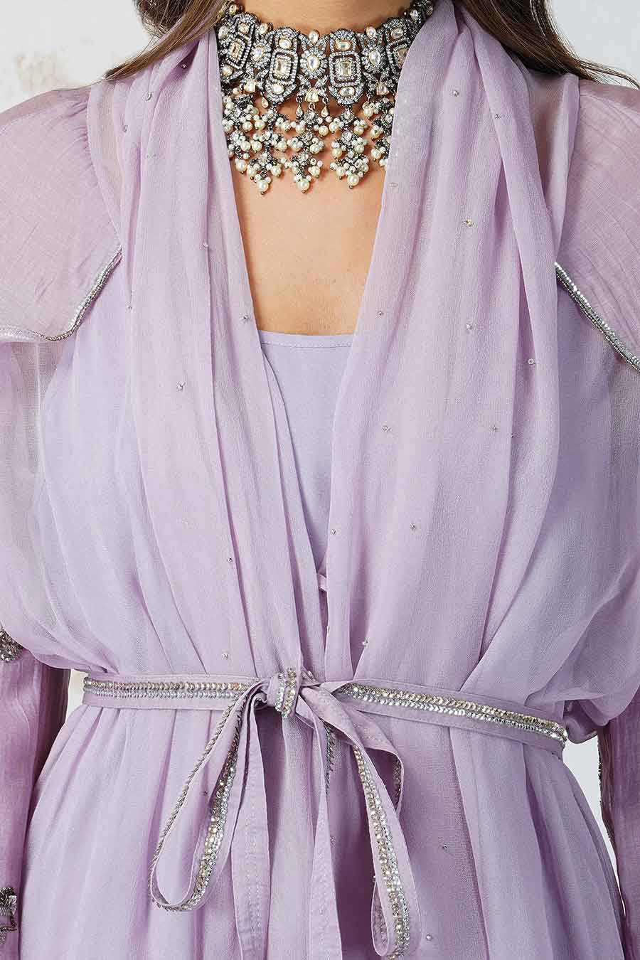 Antique Work Lavender Trench Dress