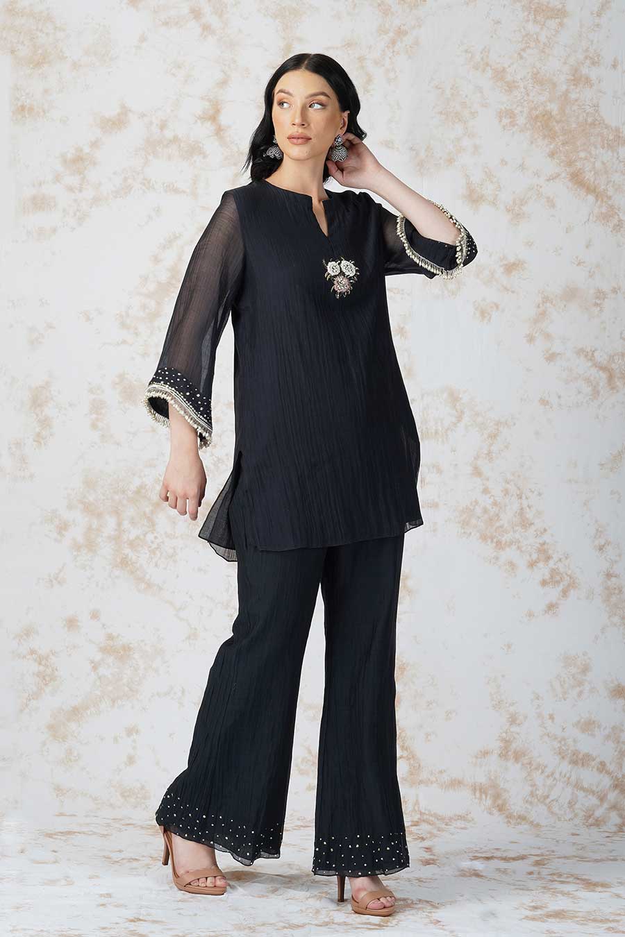 Baroque Flower Black Co-Ord Set