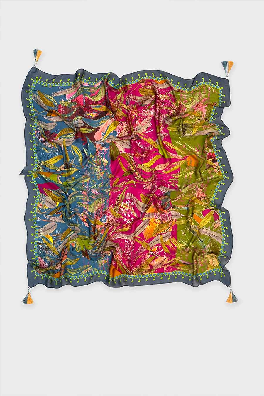 Multicolour Leaf Print Scarf