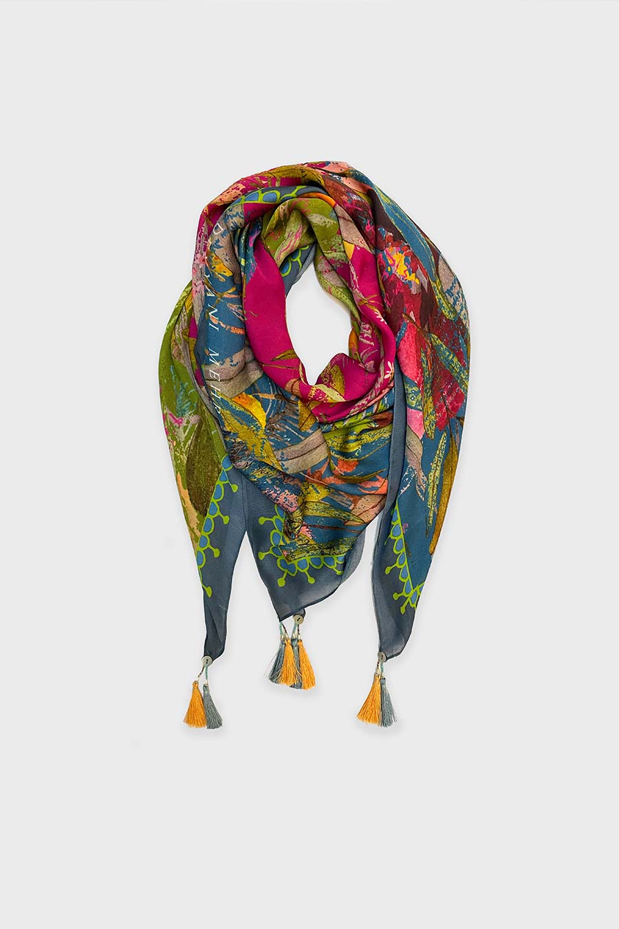 Multicolour Leaf Print Scarf