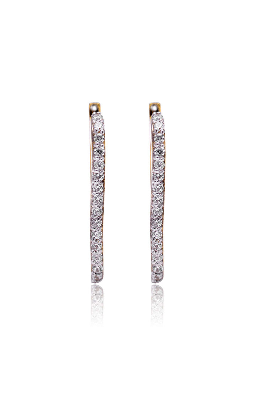 Studded Oblong Gold Earrings in 925 Silver