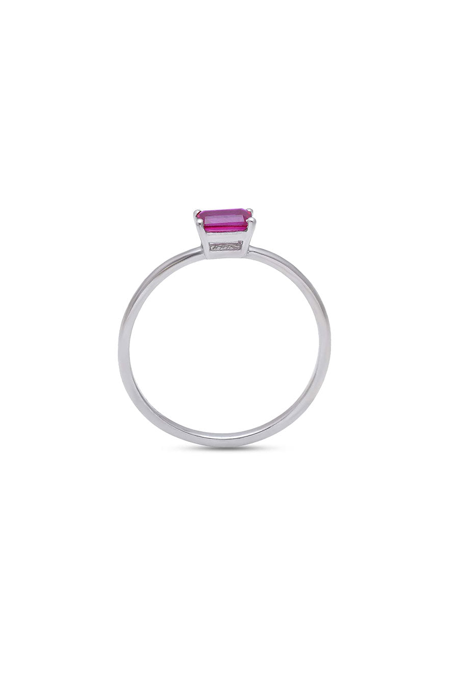 Ruby Birthstone Baguette Ring in 925 Silver