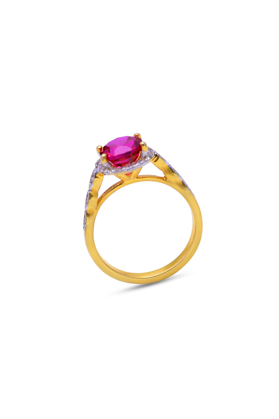 Genuine Ruby Halo Studded Ring in 925 Silver