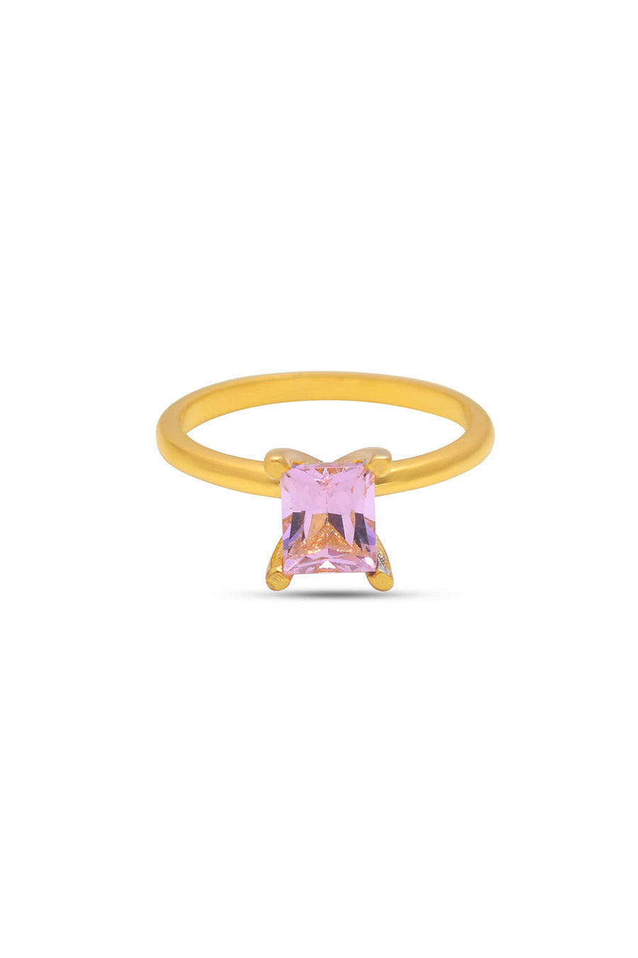 Morganite Octagon Solitaire Ring in 925 Silver