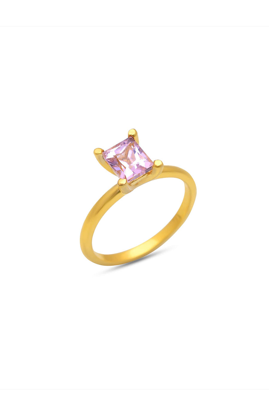 Morganite Octagon Stacking Ring in 925 Silver