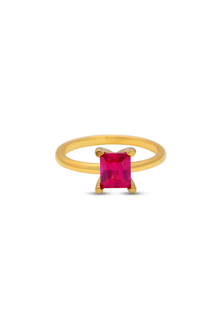 Genuine Ruby Solitaire Ring in 925 Silver