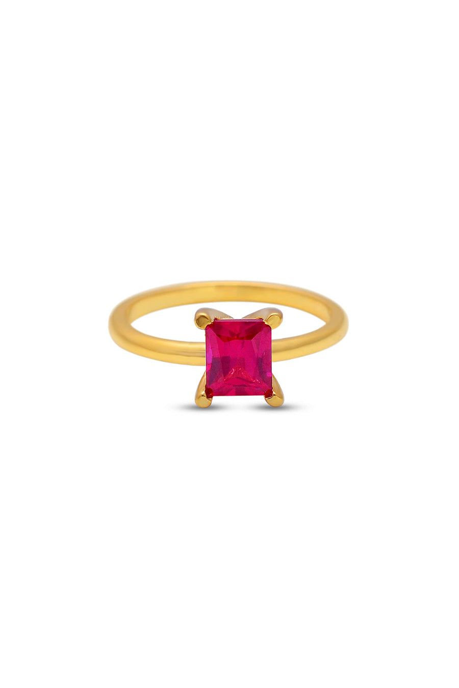 Ruby Octagon Stacking Ring in 925 Silver (Set of 2)