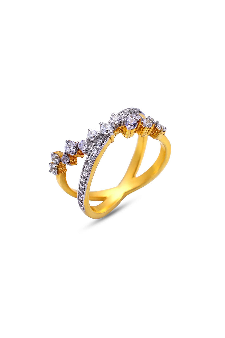 Criss Cross Gold Plated Ring in 925 Silver