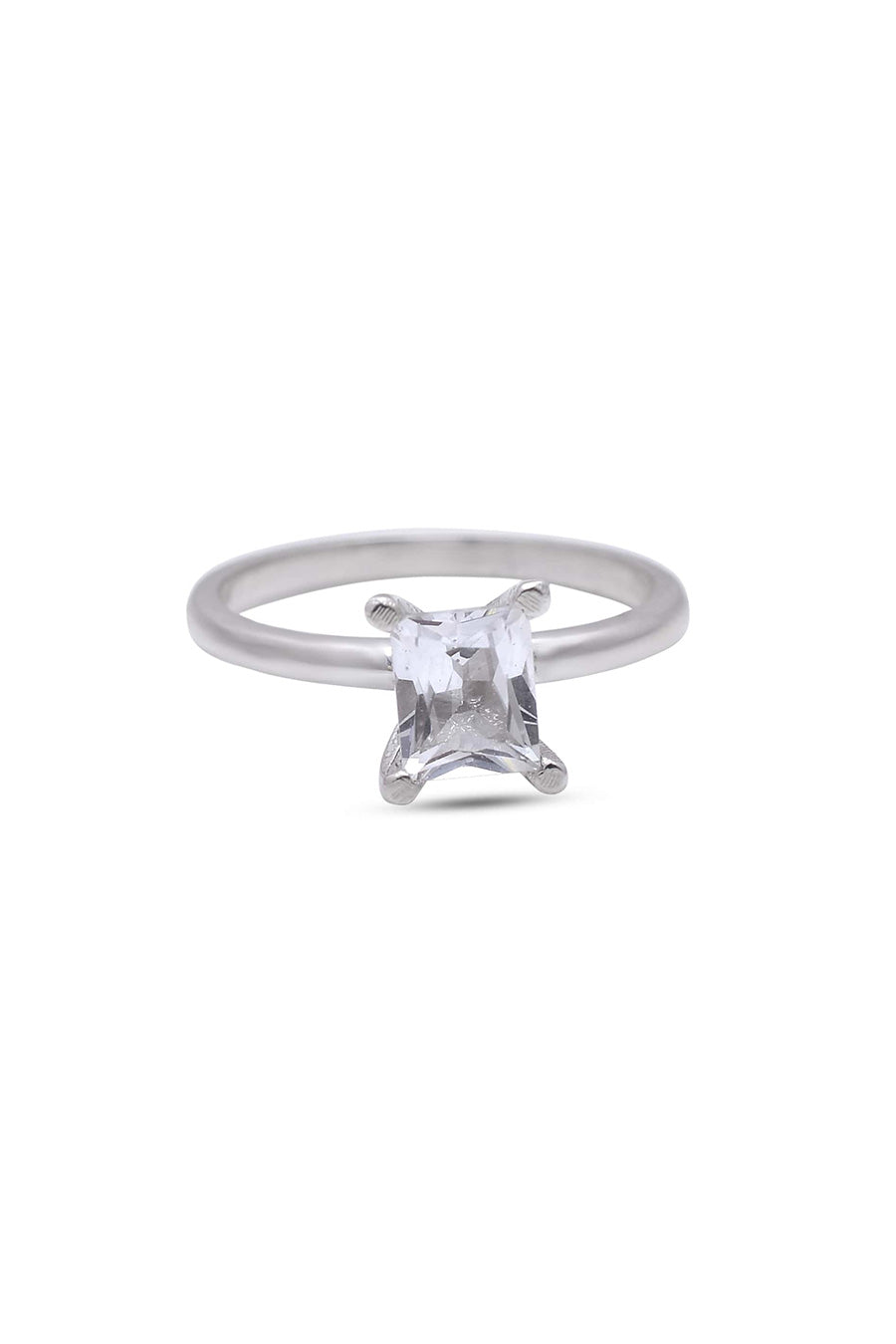 White Topaz Stacking Ring in 925 Silver (Set of 2)