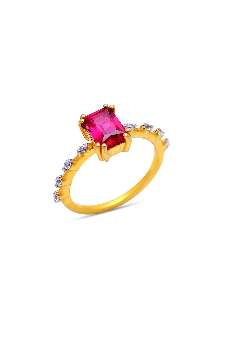 Genuine Ruby Star Studded Ring in 925 Silver