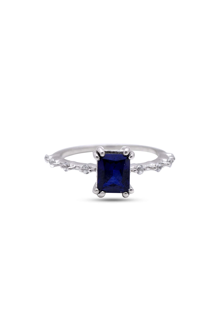 Real Sapphire Star Studded Ring in 925 Silver