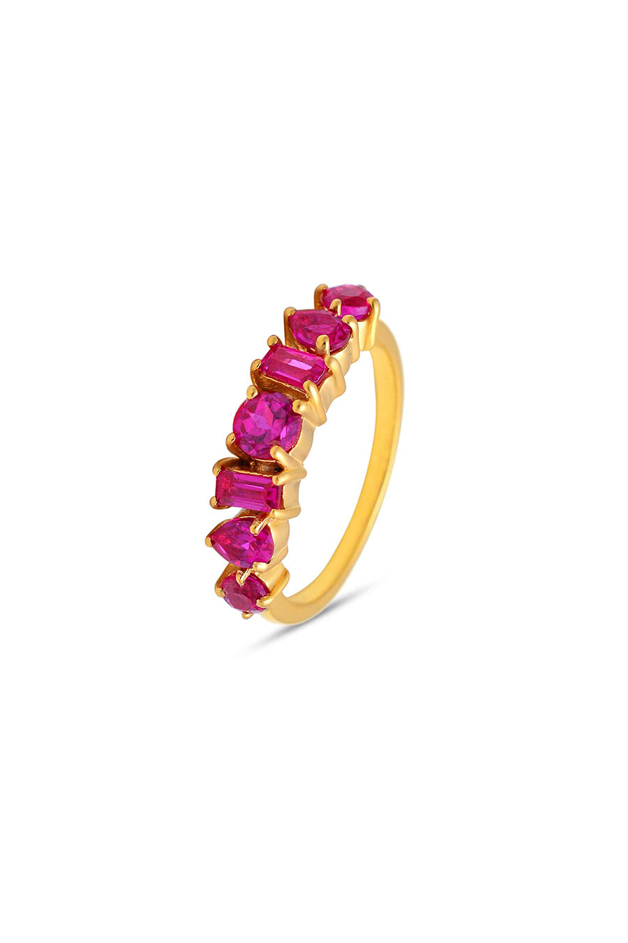 Real Ruby Mixed Shape Ring in 925 Silver
