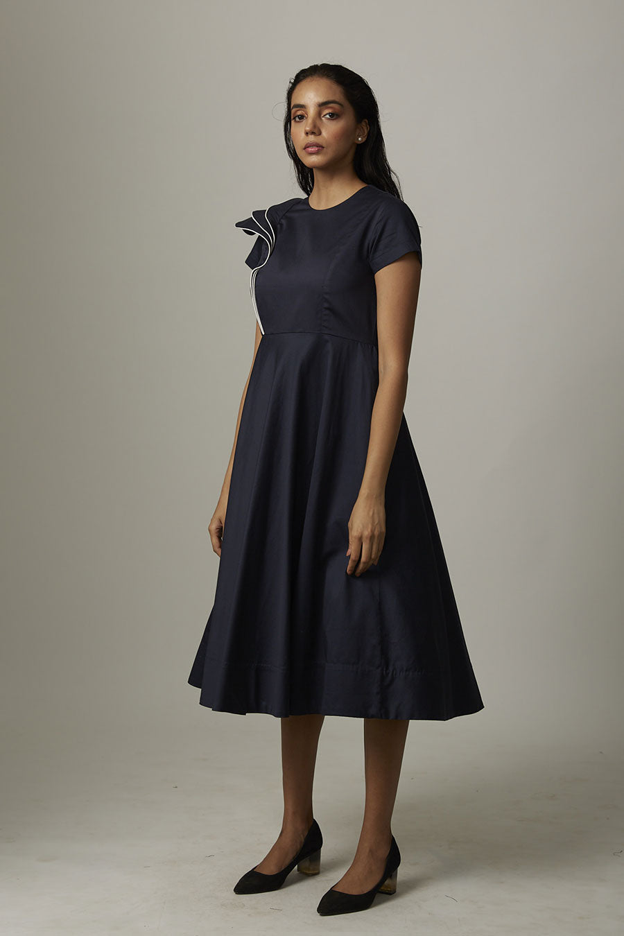 Blue Drama Cancan Midi Dress
