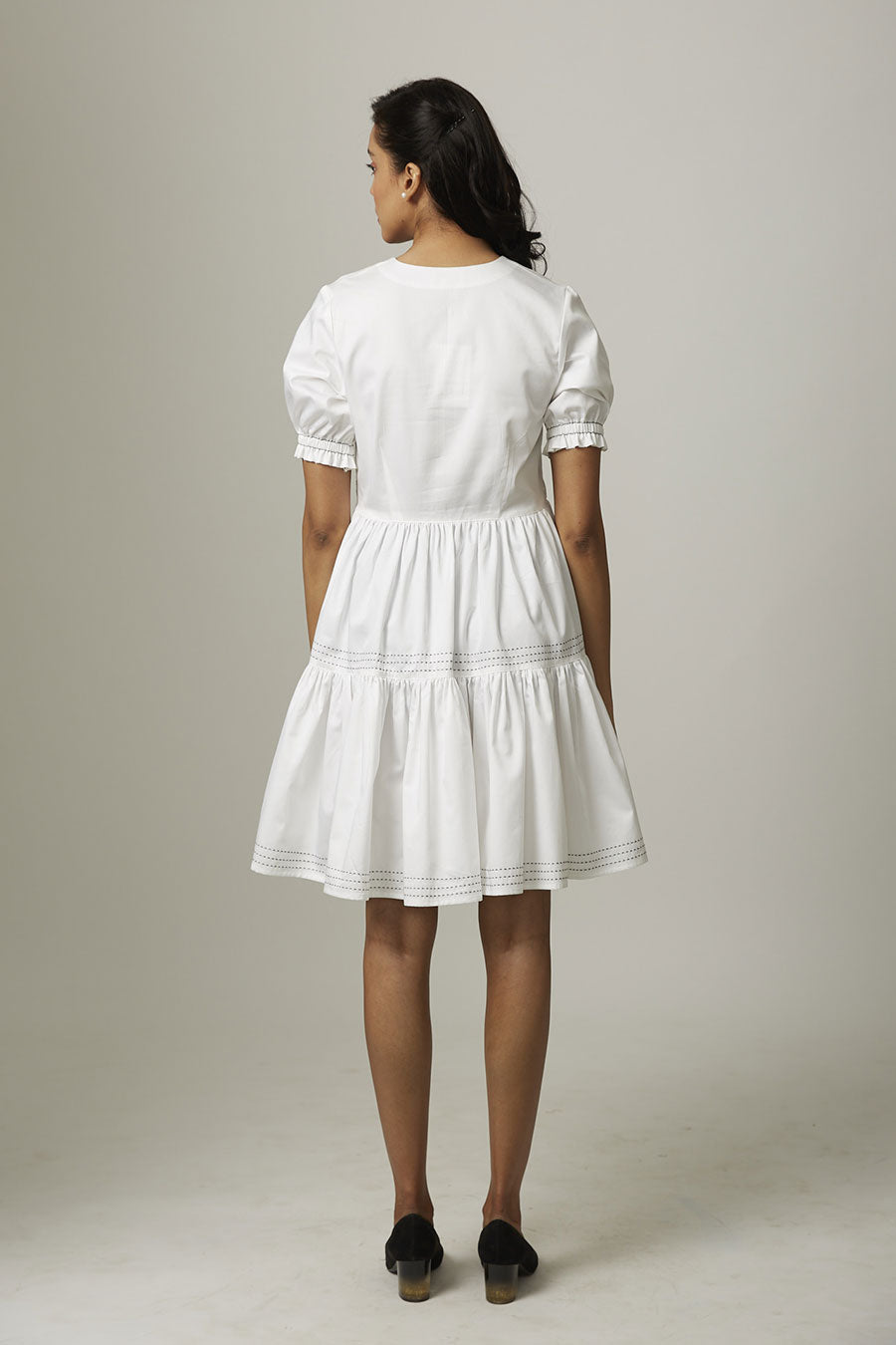 White Babydoll Tiered Short Dress