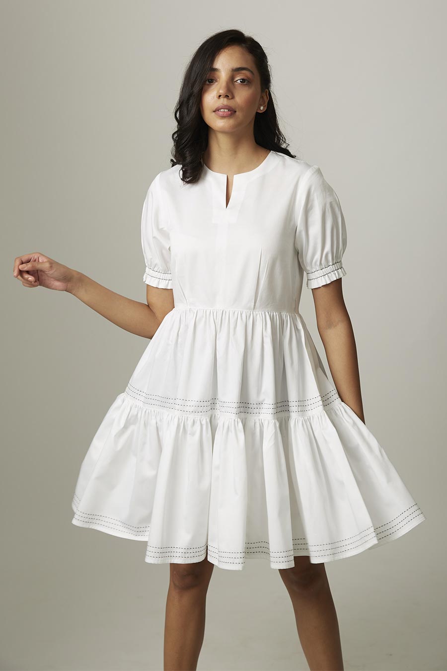 White Babydoll Tiered Short Dress