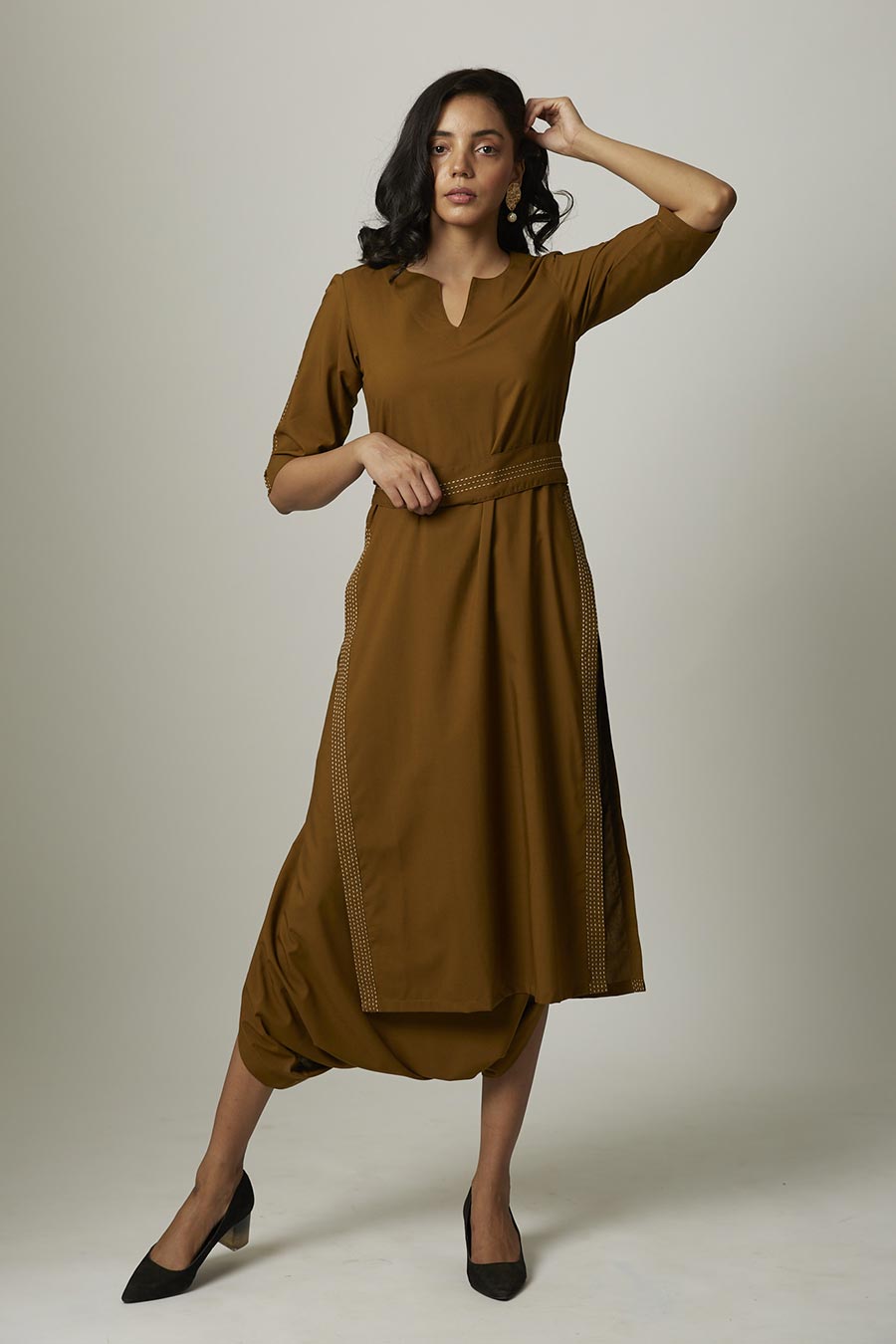 Mustard Kurta & Dhoti Pants Set