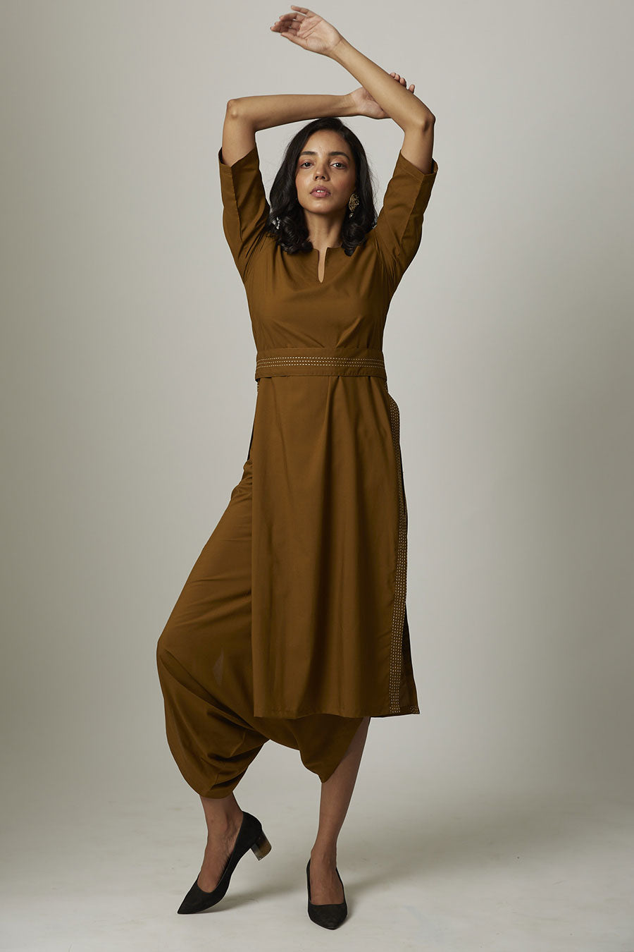 Mustard Kurta & Dhoti Pants Set