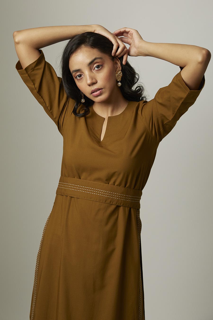 Mustard Kurta & Dhoti Pants Set