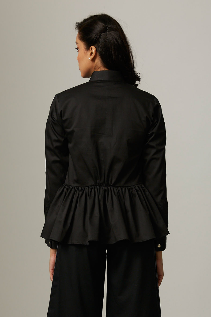 Black Asymmetric Gathered Top