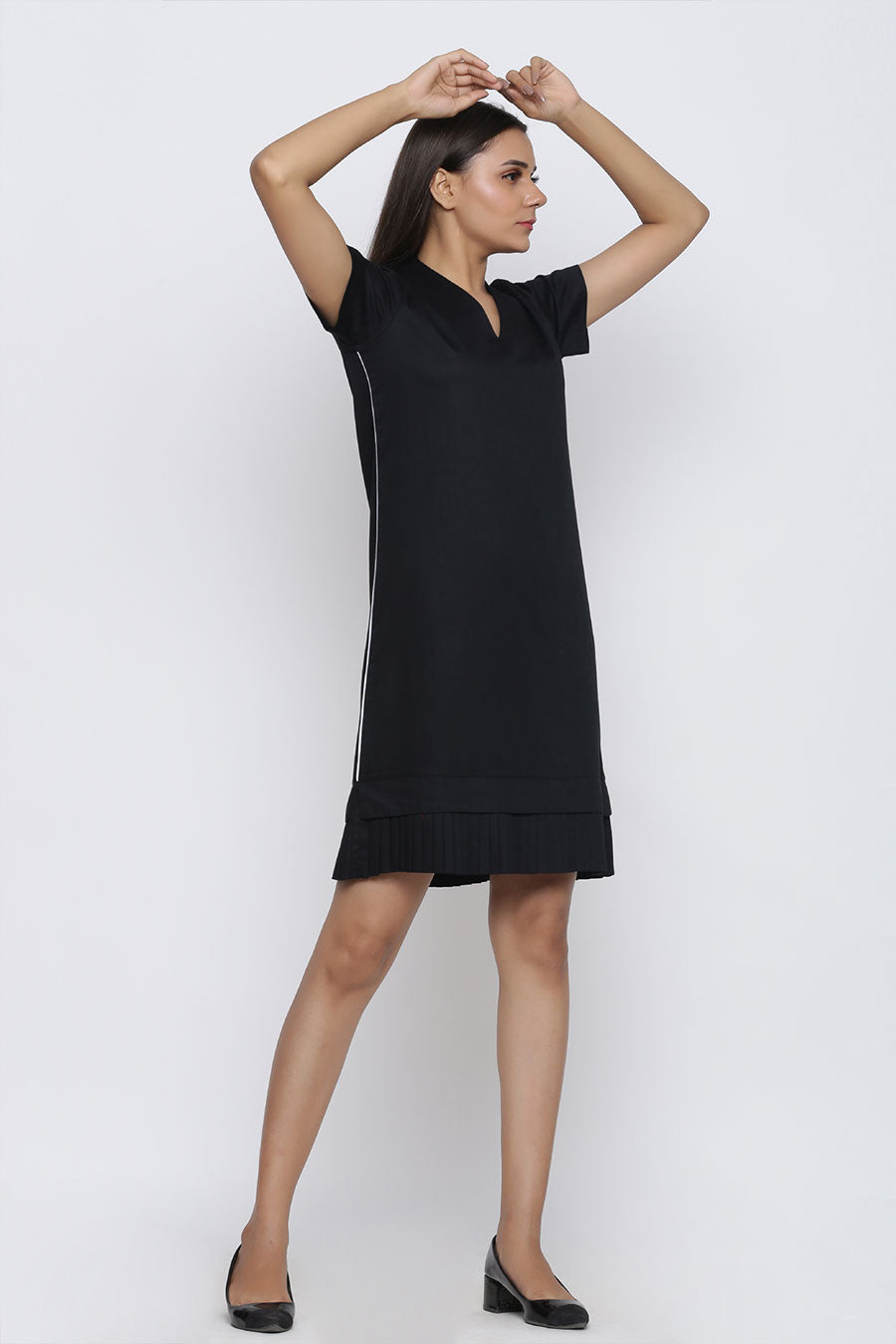 Black Pleated Short Dress