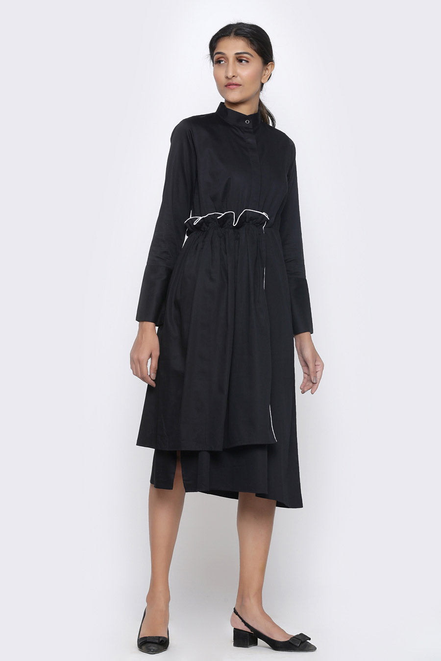 Black Asymmetric Midi Dress