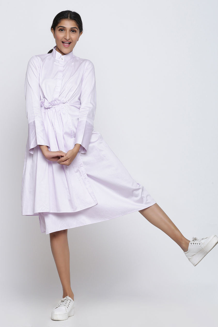 Lilac Asymmetric Midi Dress