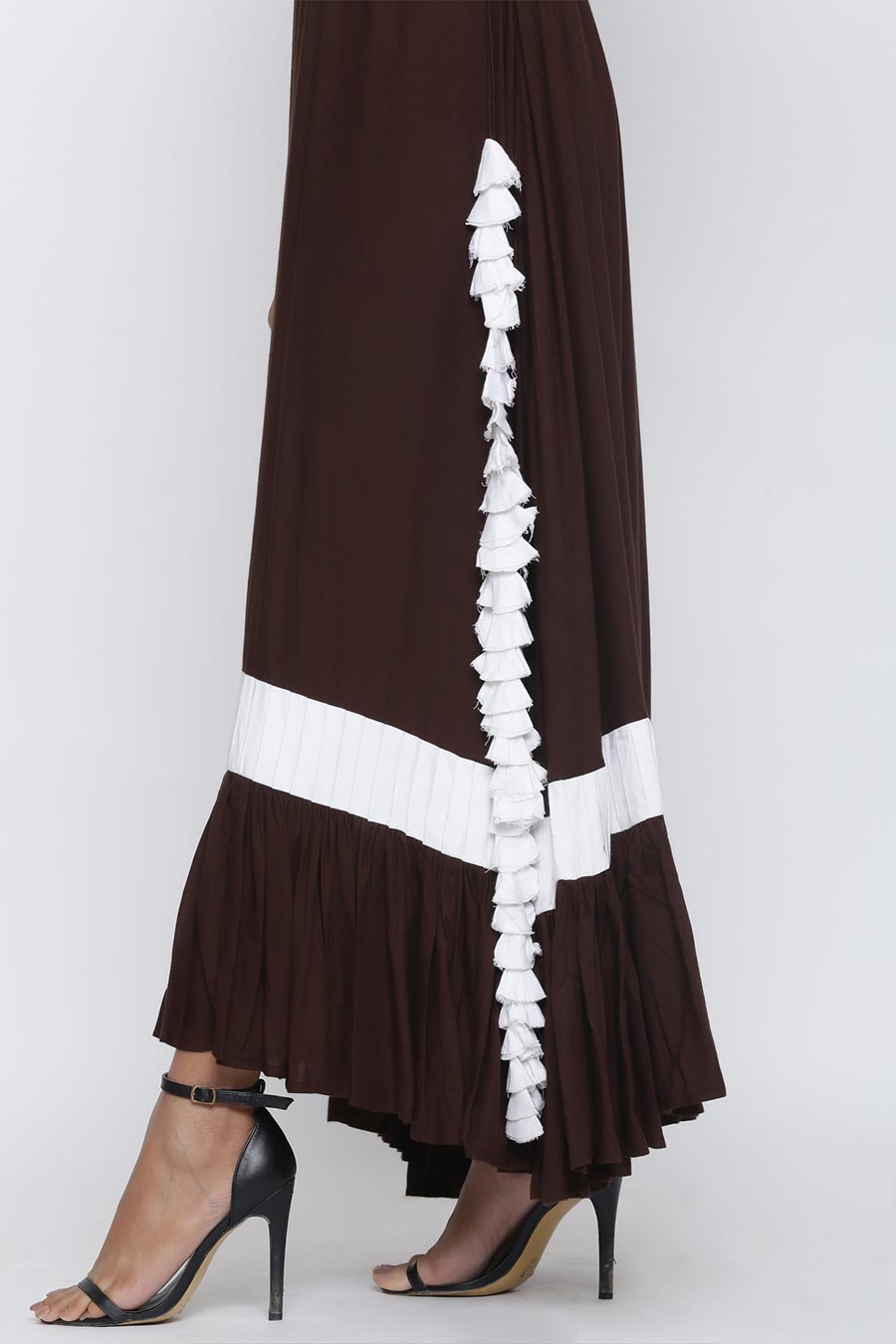 Coffee Drawstring Gown Dress