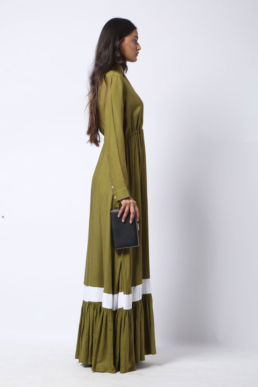 Green Drawstring Gown Dress