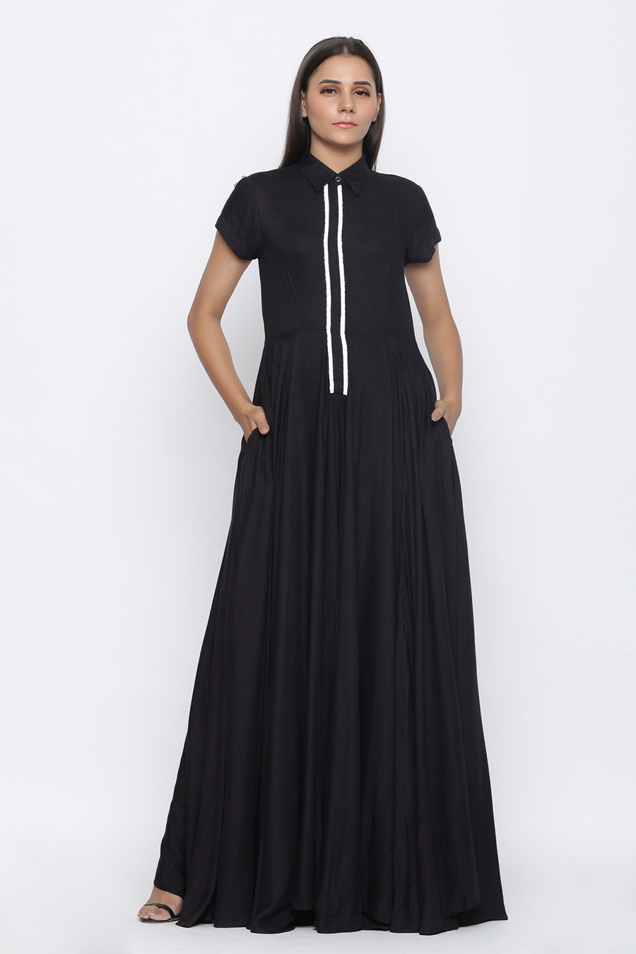 Black Flared Gown Jumpsuit