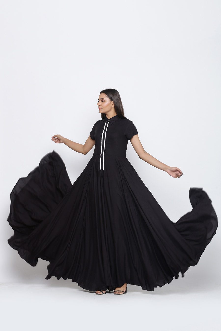 Black Flared Gown Jumpsuit