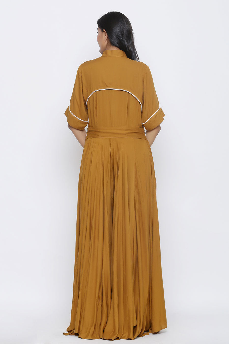 Mustard Trench Style Twill Tape Jumpsuit