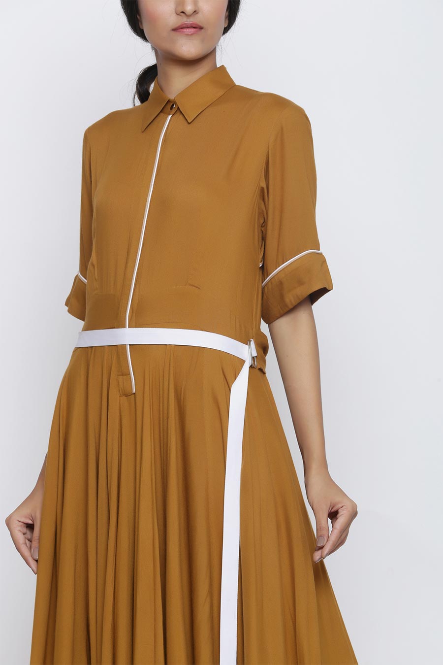 Mustard Trench Style Twill Tape Jumpsuit