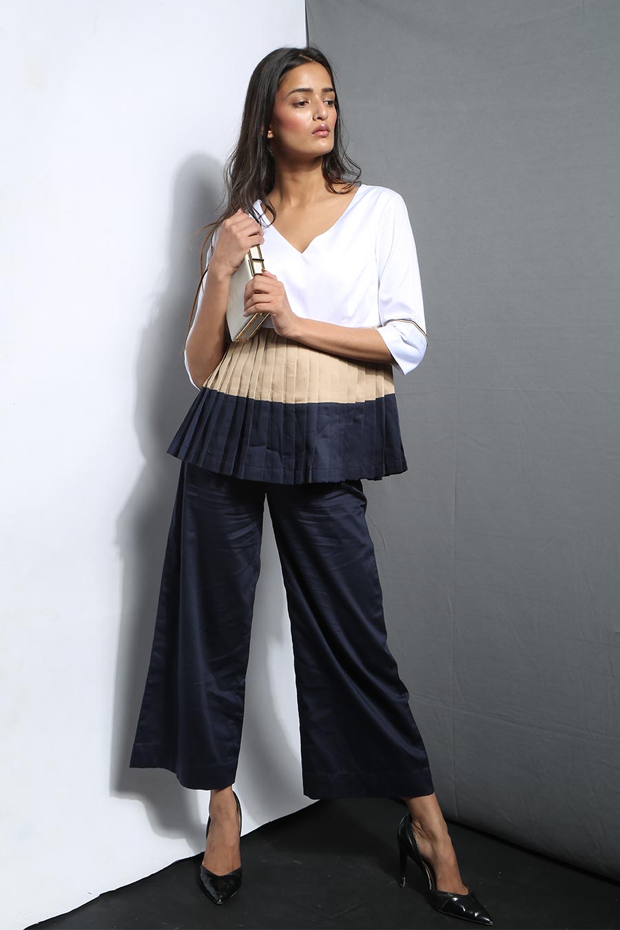 Color Block Pleated Summer Top