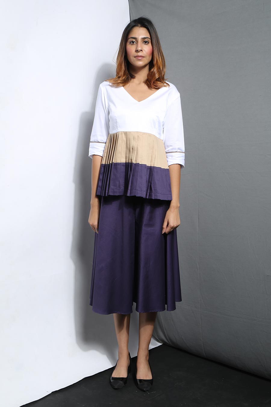 Color Block Pleated Summer Top