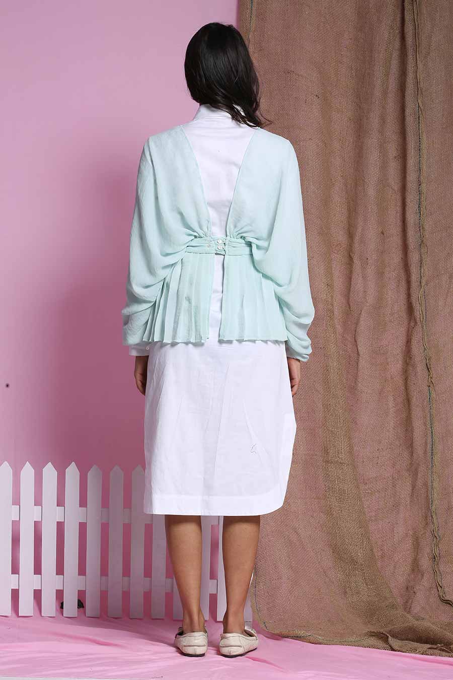 Mint Pleated Georgette Overlay Top