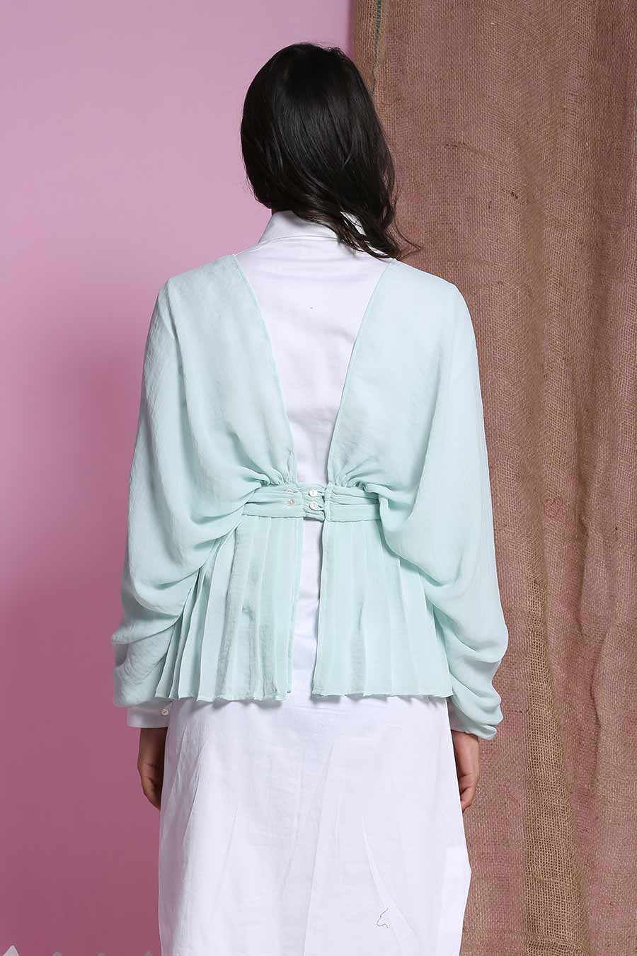 Mint Pleated Georgette Overlay Top
