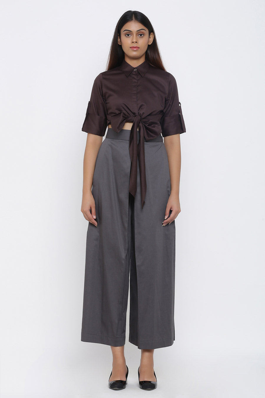 Coffee Knot Tie-up Crop Top