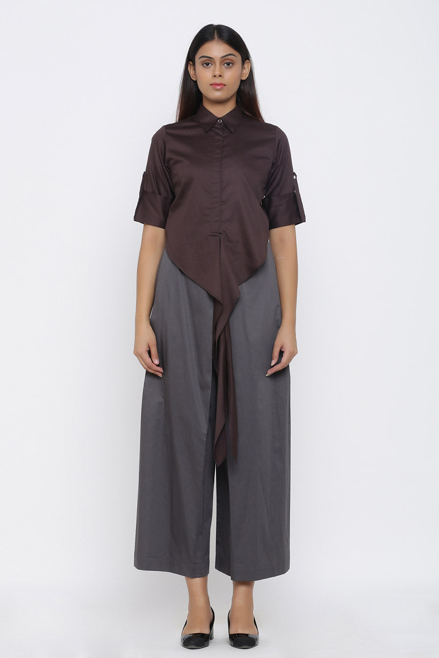 Coffee Knot Tie-up Crop Top