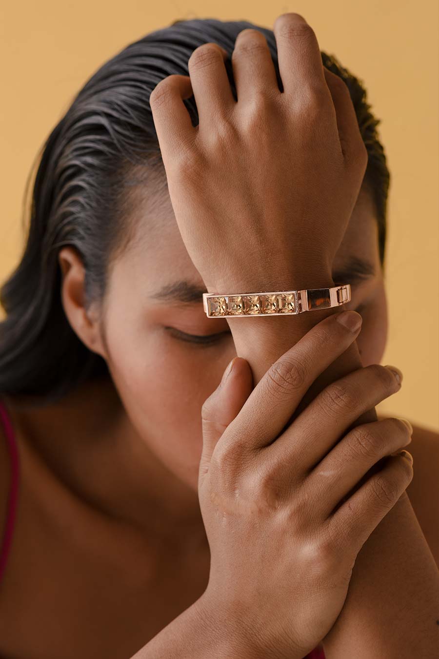 Golden Tan - Gold Swarovski Kada Bracelet