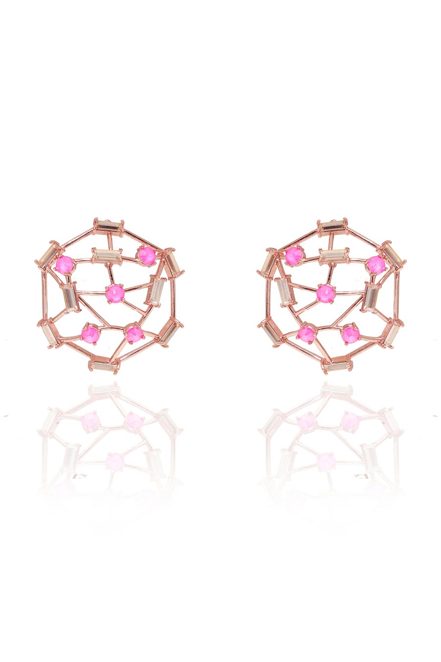 Candy Floss - Pink Swarovski Cage Stud Earrings