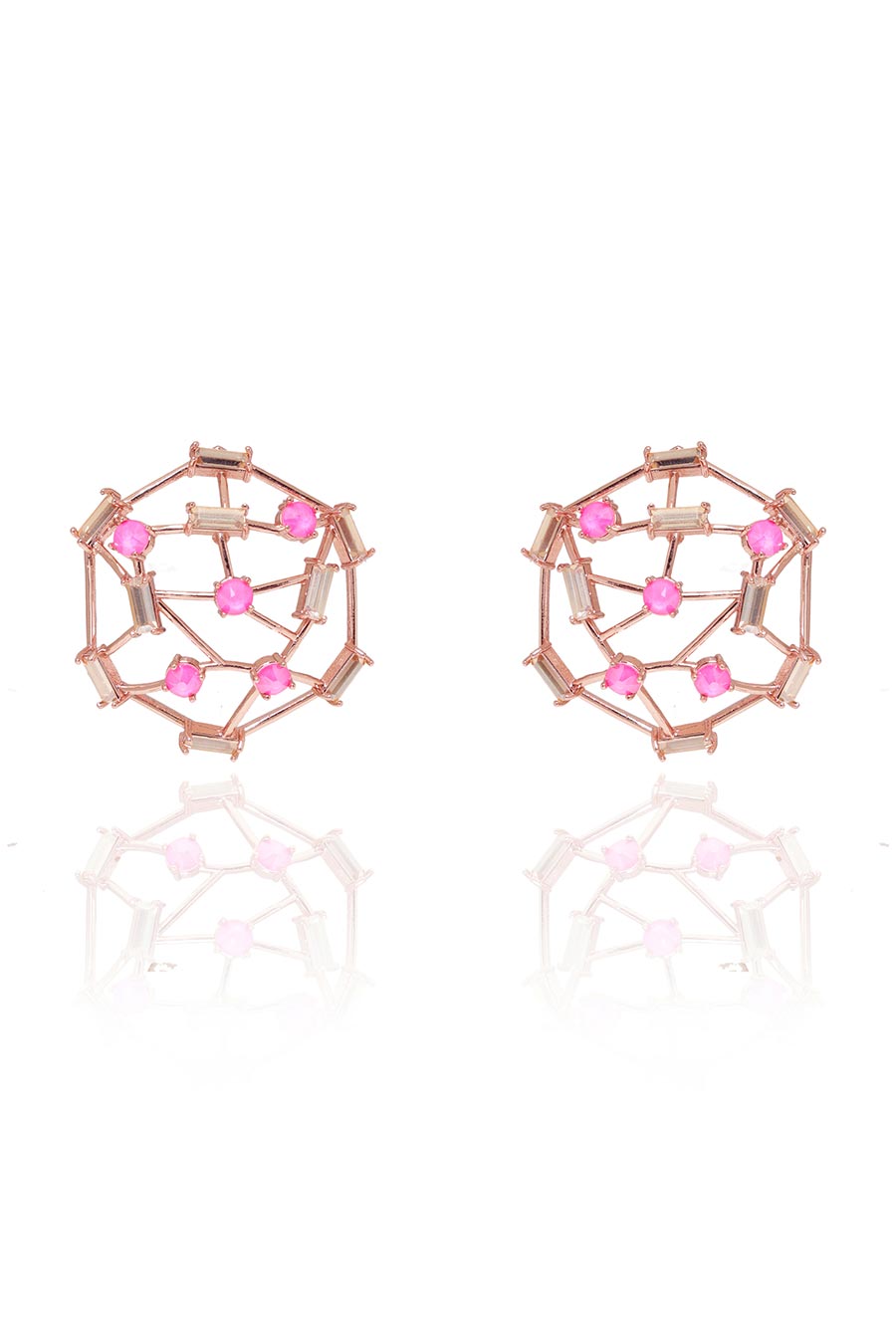 Candy Floss - Pink Swarovski Cage Stud Earrings